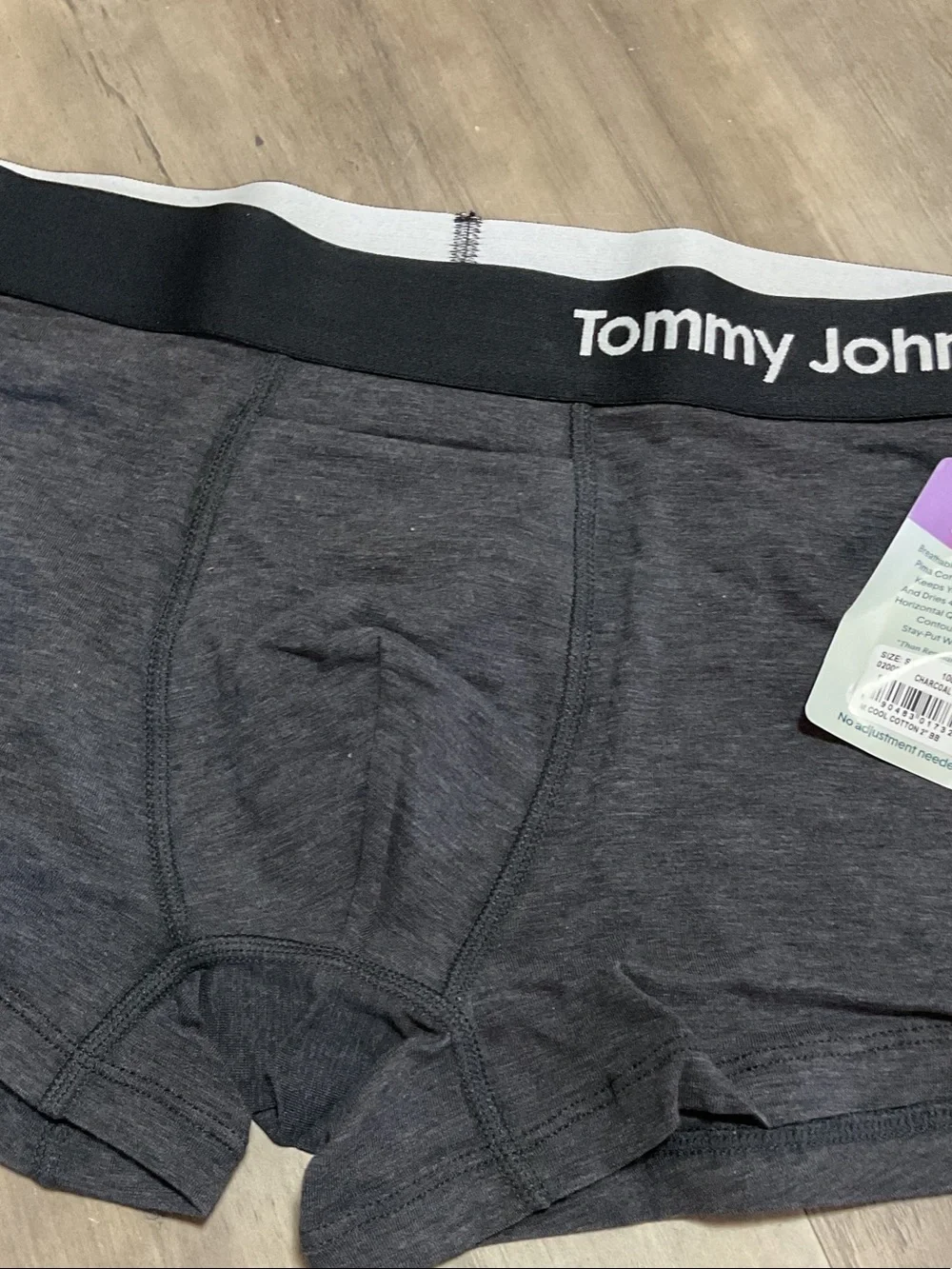 Tommy John Charcoal Gray Boxer Briefs with Black Waistband